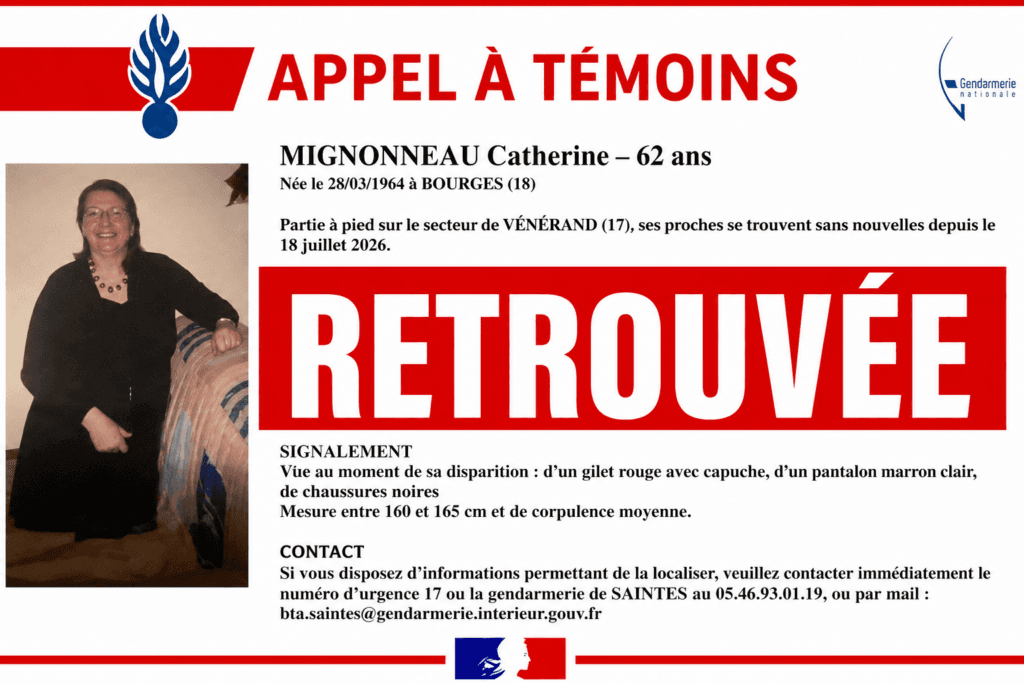 Vénérand : la sexagénaire disparue retrouvée saine et sauve grâce au signalement de riverains