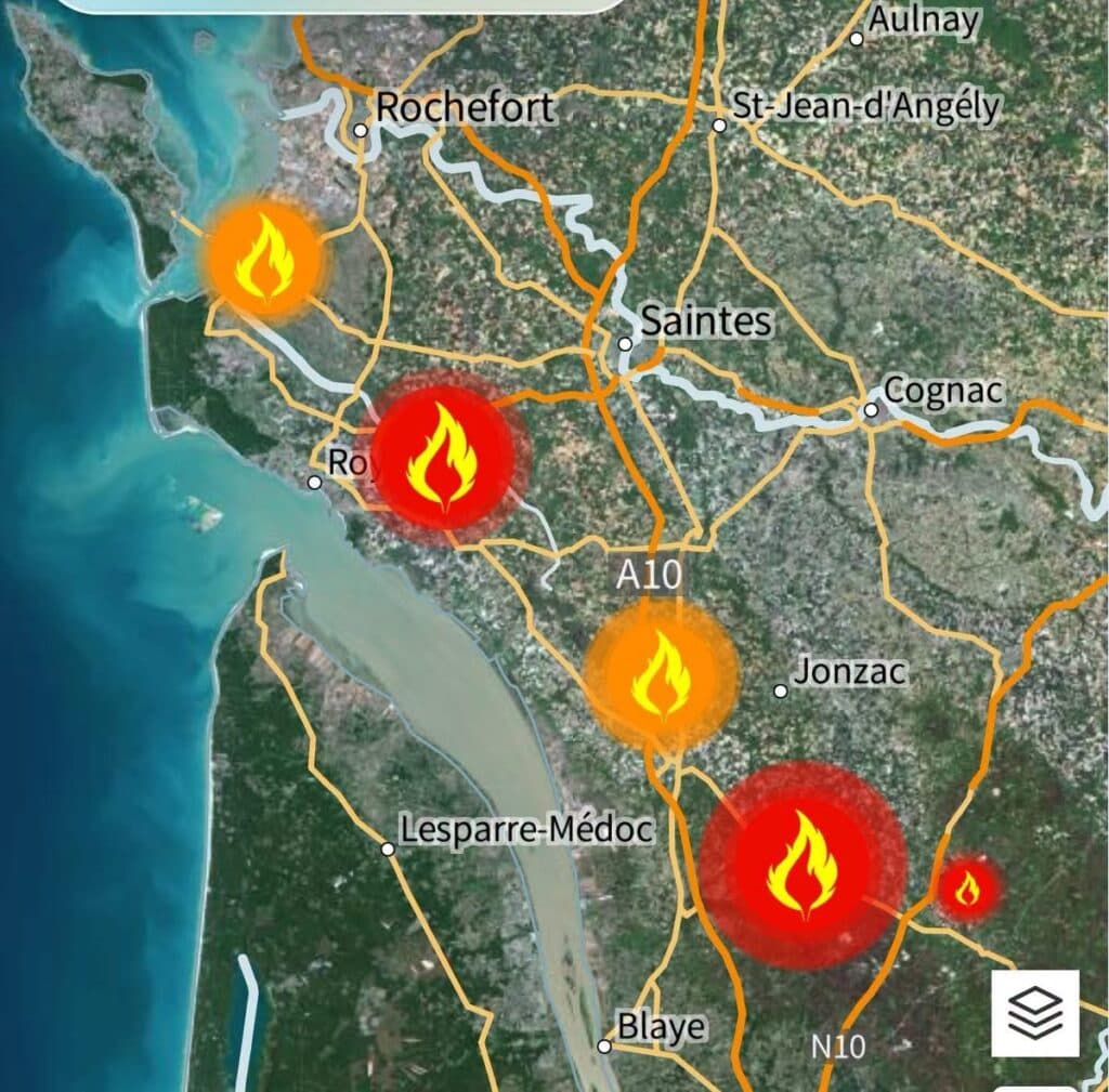 Plusieurs incendies mobilisent les secours : la Charente-Maritime placée sous très haute vigilance