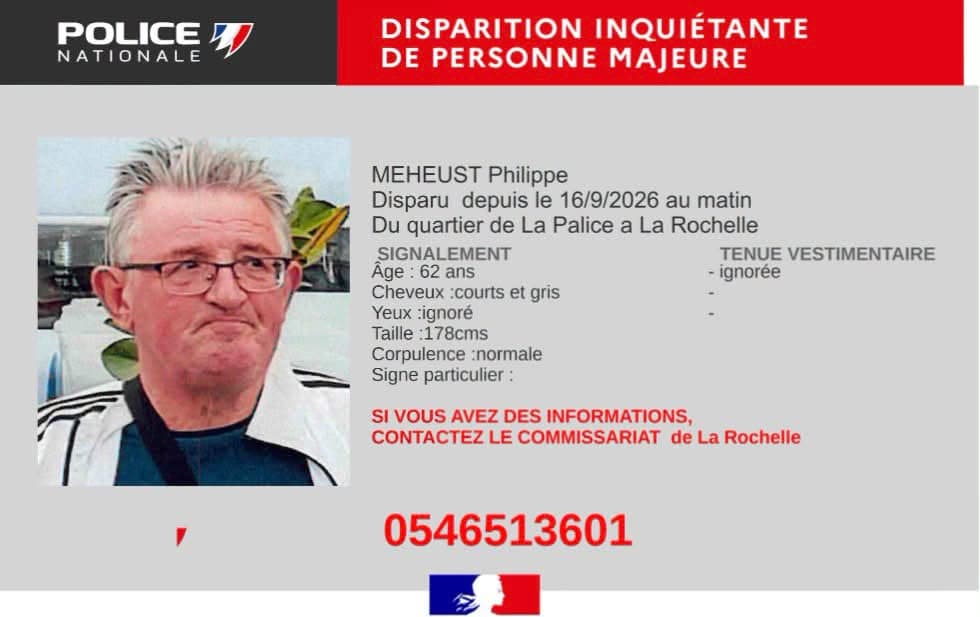 Disparition inquiétante à La Rochelle : la police lance un appel à témoins