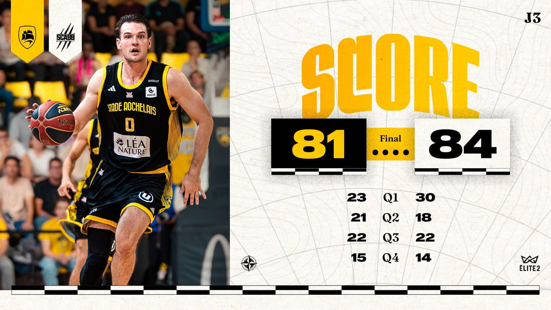 Stade Rochelais Basket : trois petits points de trop et une nouvelle désillusion à Gaston-Neveur