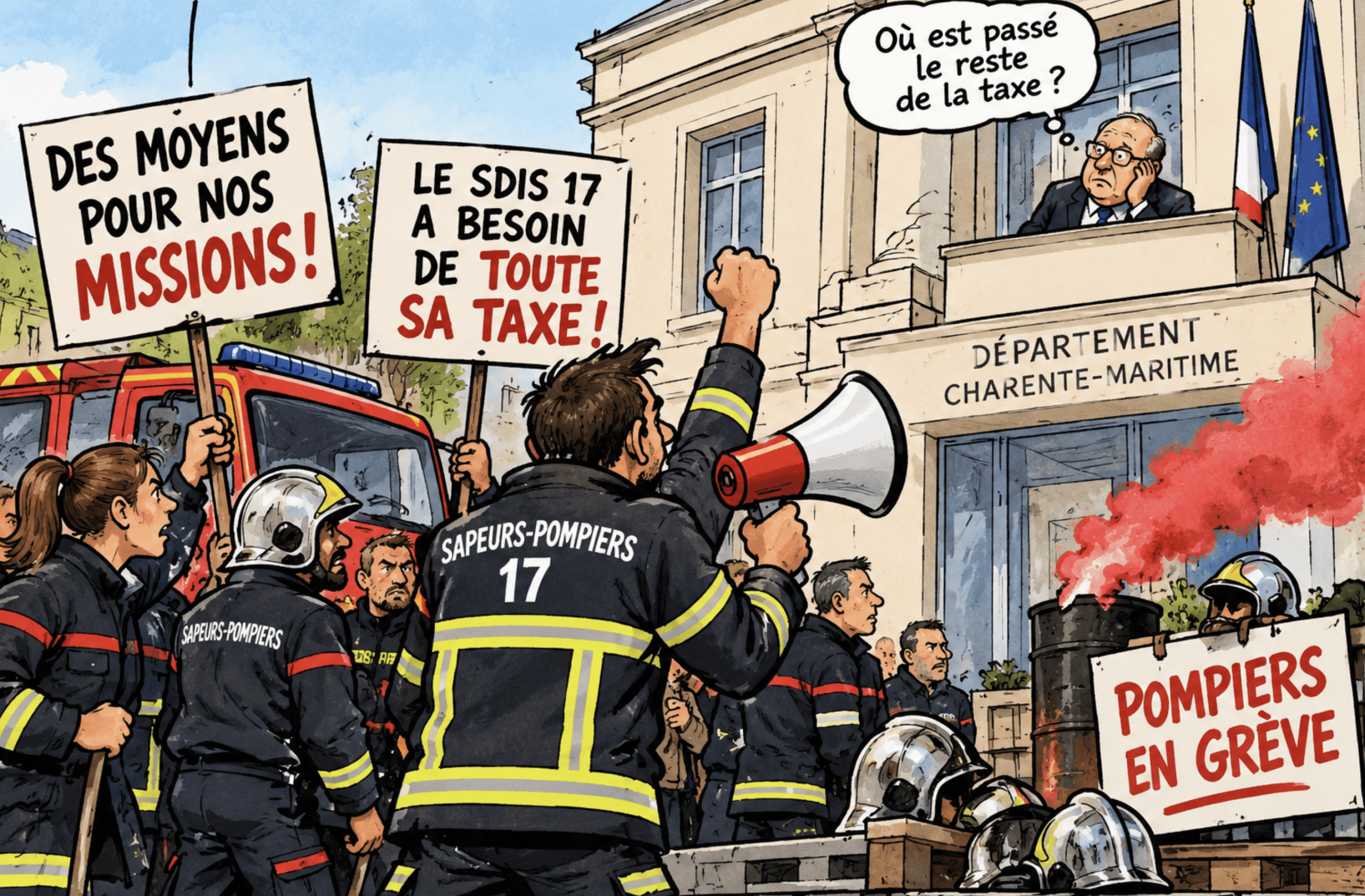 Charente-Maritime : les sapeurs-pompiers se mobilisent devant le Département pour réclamer davantage de moyens